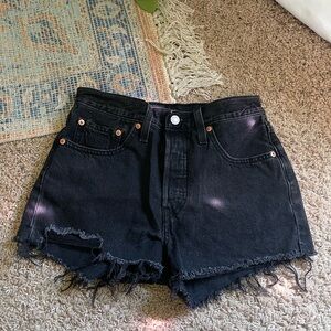 Levi's Black Frayed Jean Shorts